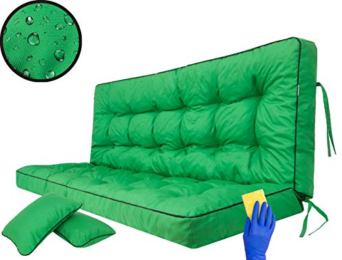 Sitzkissen Bankkissen Bankauflage für Gartenbank Schaukelkissen Bodenkissen Kissen für Hollywoodschaukel Outdoor und Indoor -180 cm - Grün