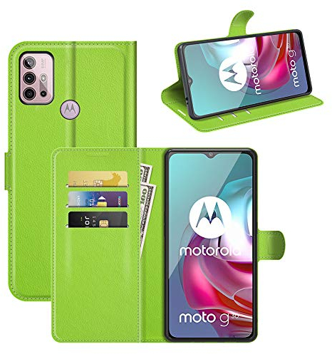 Fertuo Hülle für Motorola Moto G30 / Moto G10 / Moto G20, Handyhülle Leder Flip Case Tasche mit Standfunktion, Kartenfach, Magnetschnalle, Silikon Bumper Schutzhülle Cover für Moto G30 / G10, Grün
