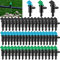 HOINCO 60 Piezas de Goteo emisor de riego para jardín, Bandera De 3 Tamaños, De Goteros De Bandera De Plástico para Riego (4L/H Negro, 8L/H Azul, 16L/H Verde)