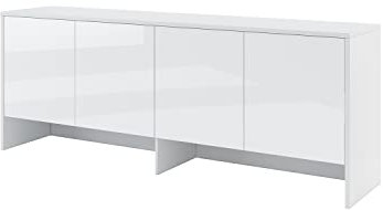 MEBLINI Hängeschrank für Horizontal Schrankbett Bed Concept - Wandschrank mit Ablagen und Fächern - Wandregal - BC-10 für 120x200 Horizontal - Weiß/Weiß Hochglanz