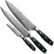 Set de 3 Couteaux Eden Classic Damast EQ2030-S01 Set de Couteaux avec Couteau de Chef, Couteau à Viande et Couteau à Eplucher, Acier de Damas