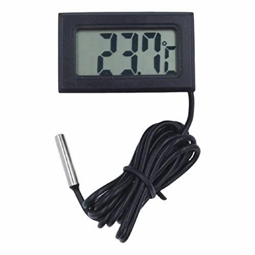 RANRAO Aquarium Thermometer LCD Digital Thermometer, Mini Thermometer Temperaturanzeige Digital mit Sonde 1m - 5m Schwarzes Kabel