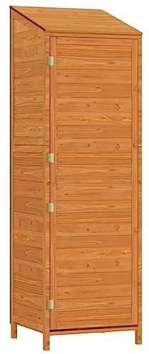 vidaXL Geräteschuppen Gartenhaus Schuppen Gerätehaus Lagerschuppen Satteldach Gartenschrank Pultdach Garten Braun 55x52x174,5cm Massivholz Tanne