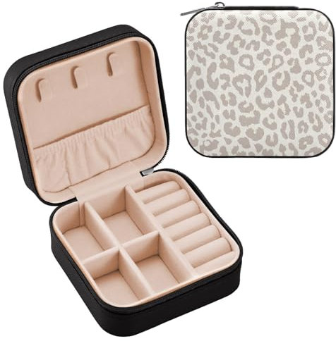 SUABO Schmuckkästchen mit Leopardenmuster, Mini-Schmuckkästchen, Ohrringe, Leder, Reise-Organizer für Frauen, Mädchen, Freundin, Ehefrau, Geschenk