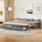 Merax Cama infantil 90/180 x 200 cm, sofá cama extensible con 2 cajones, cama individual con somier de láminas, convertible en cama doble, cama de pino con espacio de almacenamiento, sofá, gris