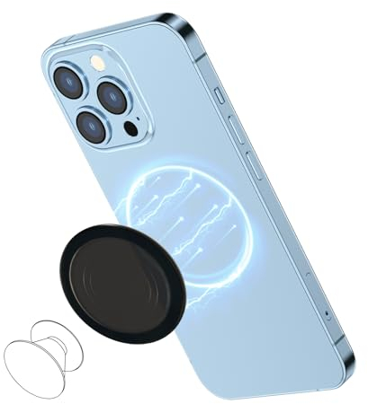 AUROX Compatible with MagSafe Base for iPhone 16/15/14/13/12 Magnetic Base Plate - Intended for Pop Socket Grip and Phone Ring Holder - Removable for Wireless Charging (Black Translucent)