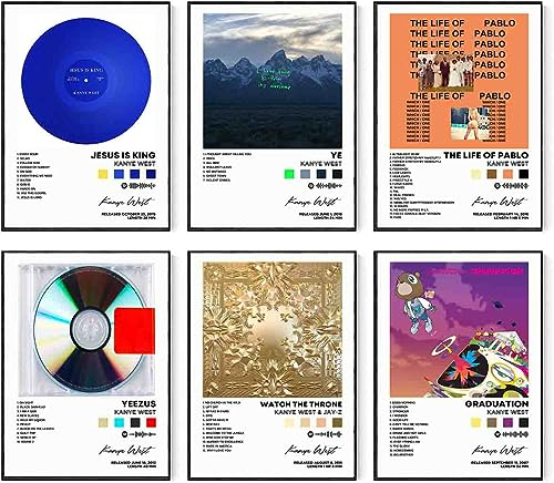 DIDIDO Kanye Poster, West-Albumcover, signiert, limitierter Druck, Rapper, Musikposter, Leinwand, Wandkunst, Zimmer, ästhetisches Set, für Teenager und Mädchen, Wohnheim-Dekoration, 20,3 x 25,4 cm,