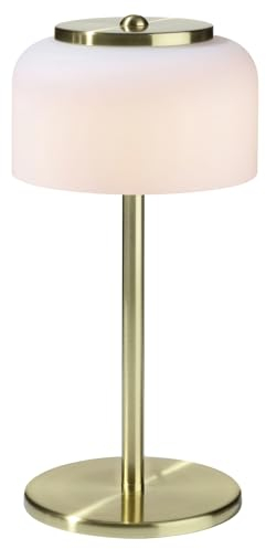 casa NOVA LED-Tischlampe - H 33 cm - Messingfarben - Weiß - Metall - Glas