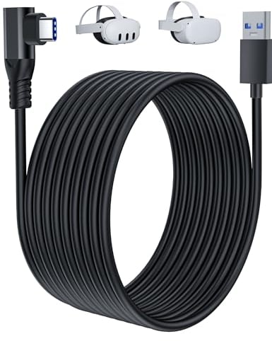 Link Cable 5m Headset Cord Compatible with Oculus/Meta Quest 3/Quest 2/Pro/3s/PICO4 and PC/Steam VR/Ultra, Type C High Speed Data Transfer Charging Cord USB 3.0 to USB C Cable for VR Headset/Gaming PC