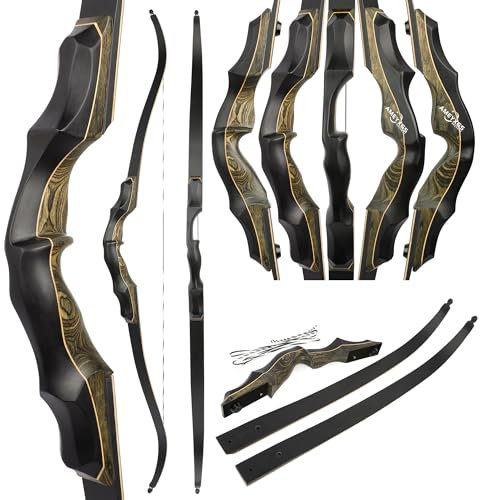surwolf 58“ Amerikanischer Jagd Recurve Bogen 20-60 lbs Takedown Recurve Bogen Jagdbogen Traditioneller Bogen Langbogen Bogenschießen (Bogen, 35 lb)