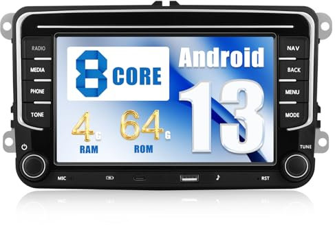 4+64GB 8 Core CAMECHO Android 15 Autoradio para VW Golf 5 Polo Skoda con Navi Carplay Android Auto Wireless, Doppel DIN Radio con 7 Zoll Bildschirm,Mirror Link RDS/FM Bluetooth 5.0/DSP/USB/Type-C