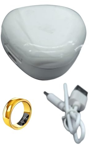 Malloy Smart Ring Gesundheitsmonitor für Männer Frauen Thermometer Blutdruck Herzfrequenz Schlafmonitor IP68 Wasserdicht Gold