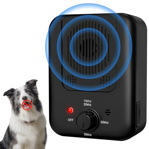 Anti Bell Gerät Hunde, 3 Modi Antibell Ultraschall Gerät, 33 Fuß Stopp Hundebell Gerät, IPX4 Wasserdichtes Einstellbare Frequenz für Hunde Training Großer Kleiner Hunde im Freien Innenbereich Antibell