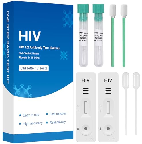 2x HIV Selbsttest für Zuhause – Speicheltest – Ergebnis in 15 Min | Mit Mundabstrich, nadelfrei und einfach anzuwenden. Enthält 2 Testeinheiten für eine diskrete Nutzung zu Hause.