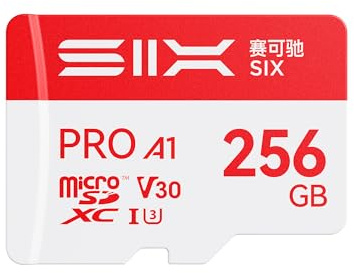 SIX 256GB Micro SD Card - Up to 100MB/s microSDXC Memory Card with Adapter, A1 U3 V30 Endurance Flash Microsd for Camera 4K UHD Video, Dash Cam, Android Accessories
