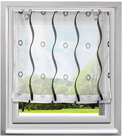 Ösenrollo Floral Druck Design mit U-Haken Raffrollo Voile Transparent Vorhang