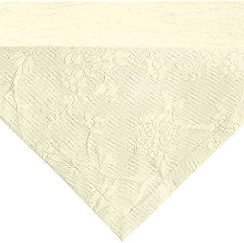 Erwin Müller Tischwäsche, Mitteldecke, Tischdecke mit Jaquardmuster, Serie Arnsberg Natur Größe 100x100 cm - Robustes Gewebe ist bügelleicht und Lange haltbar, mit hochwertigem Kuvertsaum