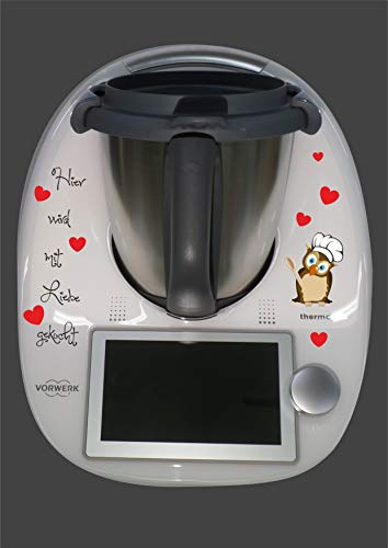 Aufkleber passend für Thermomix TM 6 Eule Koch Liebe