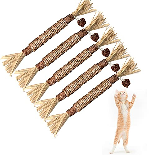 BAWAN Catnip Toys‖ Silvervine for Cats: Cute Cat & Kitten Toys for Indoor Cats Interactive‖ Cat & Kitten Teething Chew Toys for Aggressive Chewers‖ Silvervine Sticks Ca.t Dental Toy (5PCS)