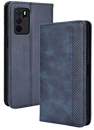 GOKEN Coque Folio Cuir Étui pour Oppo A16 / Oppo A54s / Oppo A16s, Antichoc Portefeuille Housse vec Fentes pour Cartes, PU/TPU Bumper Protection Case Cover Fermeture Magnétique (Bleu)