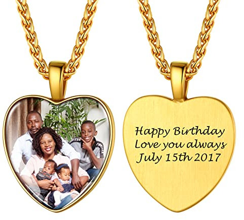 PROSTEEL Ciondolo Portafoto Personalizzabile Ciondolo Portafoto Oro Collana Cuore Portafoto in Acciaio Inossidabile con Confezione Regalo