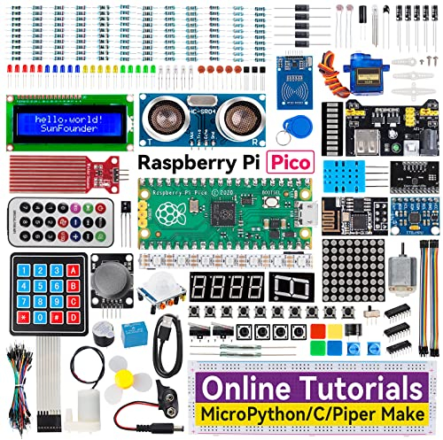 SUNFOUNDER Ultimate Starter Kit für Raspberry Pi Pico W mit Online-Tutorials, 454 Artikeln, 117 Projekten, Piper Make und C/C++,MicroPython, (Kompatibel mit Arduino IDE)