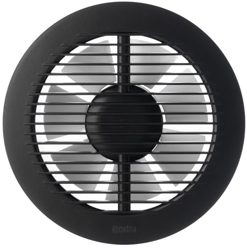 Steinberg14 Antracita, 150mm de Diámetro, Ventilador Extractor, Ventilador Redondo para Ventilación de Baño y WC, Contra la Humedad con Activación del Interruptor de la Luz