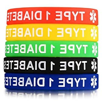 Yunnan Sourcing Medizinisches Alarm Armband für Typ-1/2-Diabetes 5-teiliges Silikon Armband leicht 7 5 Zoll Durchmesser tragbares Band für Kinder und Erwachsene