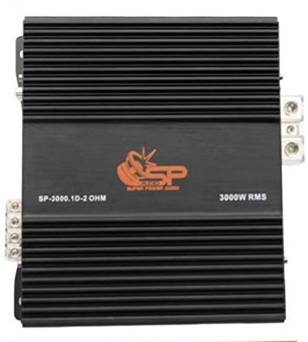 1 SP AUDIO SP-3000.1D2 SP3000.1D2 amplificatore monofonico 1 canale da 3000 watt rms 2 ohm classe d bass boost 0-12 db con controllo remoto incluso, 1 pezzo