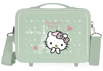Hello Kitty Paris Borsa da toilette adattabile con tracolla verde 29x21x15 cm ABS rigido 9,14 l 0,6 kg