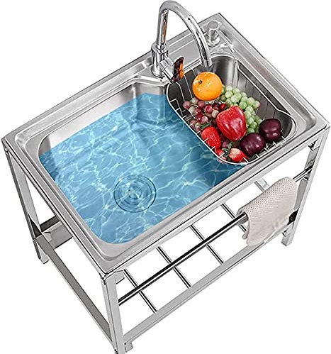 Évier Inox De Cuisine Évier Extérieur Évier Inox Autoportant Avec Robinet,Plonge Inox Pour Cuisine/Restaurant/Garage/Jardin