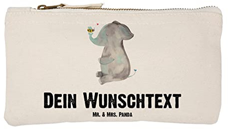 Mr. & Mrs. Panda Personalisierte Kosmetiktasche Elefant Biene Größe S Klein - Geschenke, Lustige Sprüche, Liebe, Hochzeitsgeschenk, Personalisiertes Etui, Jahrestag, Personalisierter Kulturbeutel