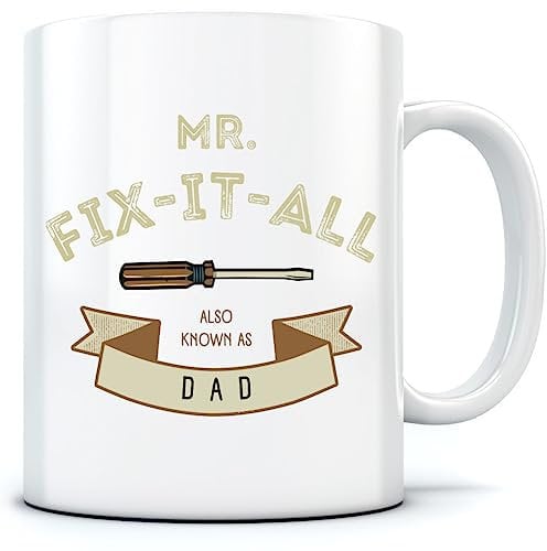 HotScamp Mr Fix it All Also Known as Dad - Mug for Tea Coffee - Funny Father's Day Dad Daddy One Size White