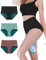 TIICHOO Perioden Unterwäsche Starke Blutung Extra Hohe Taille Periodenunterschwäsche Saugfähigkeit für Damen & Mädchen 3er Pack (L, Türkisblau/Schwarz/Braun)