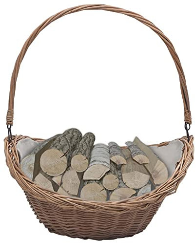 SKM Cesta para leña con Asas Sauce marrón 57x46,5x52 cm,Casa y jardín,Accesorios para hornos de leña y chimeneas,Bolsas y Soportes de leña,Marrón,286987