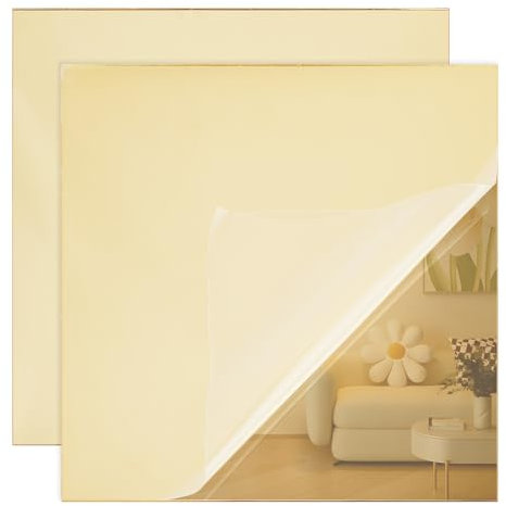 OLYCRAFT 2 Pieza de Lámina de Acrílico con Espejo Dorado de 30x30cm Y 2.5mm de Espesor Láminas de Espejo Reflectantes de Acrílico Láminas de Espejo Tintadas Rígidas Sin Vidrio