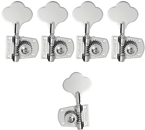 Cloverleaf Accordeurs de guitare basse 5 cordes mécaniques d'accordage de basse 5 cordes pour American Standard/Highway One Series JB Jazz Bass/PB Precision Bass Chrome 4R1L
