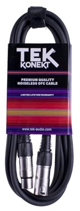 Premium XLR Cable for a Clearer Audio Signal with Balanced Male to Female Microphone Lead, plus Cable Tie, for professional DJ, stage and studio (Black, 10m)