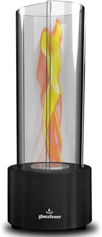 Glanzfeuer Bioethanol Tischkamin Outdoor & Indoor inkl. Bioethanol - Extra lange Brenndauer mit Wirbelflamme - Tischfeuer Deko - Tisch Kamin Feuer Feuersäule - Garten & Deko Geschenk
