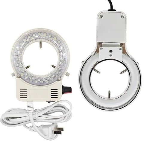 JOEBO Microscope Kit 64mm LED Ring Light for Microscope White/Purple Light Source for Stereo Microscope Top Illuminator Microscope Lens Adapters(White)