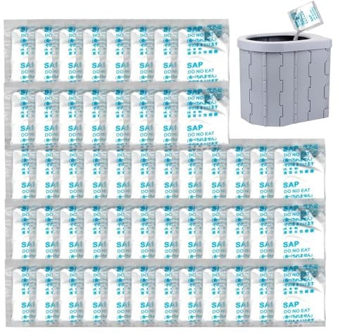 Portable Coagulant for Toilet, 50pcs Toilet Absorbent Gel for Urine and Poo, Camping Toilet Absorbent Crystals,Urine Absorbent Powder with Strong Water Absorption for Fishing, Travel,Camp
