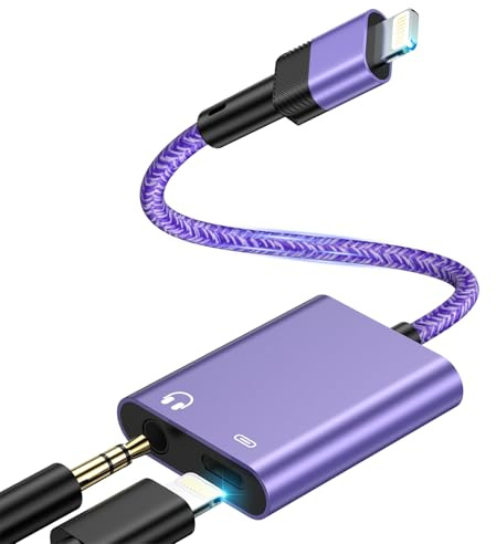 kigpozi Lightning to 3.5mm Headphone Jack Adapter 2 in 1 for iPhone | 2 in 1 Headphone Jack Adapter Aux Audio Charger Cable Splitter Adapter Dongle for iPhone 14/13/12/11/XS/XR/X 8/iPad
