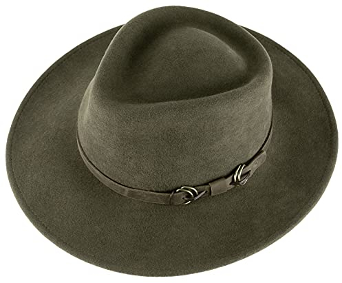 Alpenleder Hut - Modell: Padua (Handgefertigt) - Nachhaltiges Bio-Filz aus regionaler Landwirtschaft | Fedora Wollhut, Hüte Damen & Herren, Filzhut *Fair Produziert* (Größe L (59-60cm), Olivia)
