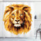ABAKUHAUS Afrika Duschvorhang, Tropen Safari Löwe-Kunst, Stoffliches Gewebe Badezimmerdekorationsset mit Haken, 175 x 220 cm, Orange Weiss
