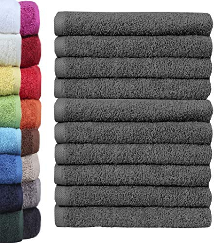 NatureMark 10er Pack Waschlappen | 100% Baumwolle | Frottier Seiflappen | Größe 30 x 30 cm | Frottee Seiftücher im 10er Pack Farbe: Anthrazit grau