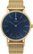 Junkers Dessau Analog Quarz Uhr Edelstahlarmband Saphirglas goldfarbenes Gehäuse blau 9.17.03.01.M