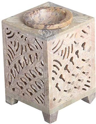 Orientalische Duftlampe Shiva-3 aus Soapstone geschnitzt 8x8x11 cm (B/T/H) ätherisches Öl Diffusor, Teelicht-Halter für Aromatherapie, Aromalampe | SL3090