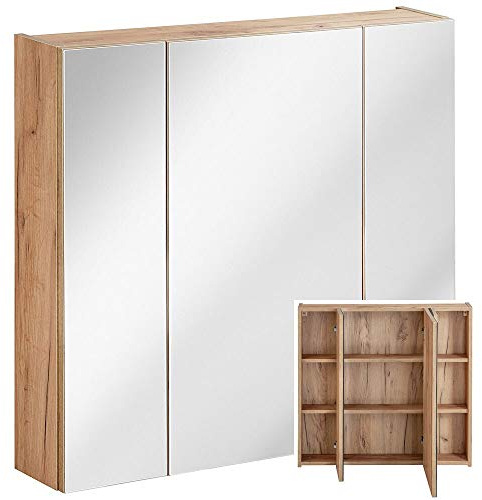 Lomadox Bad Spiegelschrank 80cm in Wotaneiche B/H/T ca. 80/75/16cm