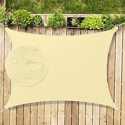 Mokani Sun Shade Sail, 3x3m Rectangle Sunscreen Awning Canopy, Waterproof Shade Sail, 95% UV Block with Free Rope, for Outdoors, Garden, Patio, Yard, Party(Cream White)