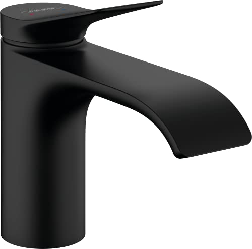 hansgrohe Waschtischarmatur Vivenis, Wasserhahn Bad mit Auslauf Höhe 80 mm, mit Zugstange, Badarmatur wassersparend, Mattschwarz